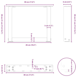 Nogi do stolika kawowego, 2 szt., naturalna stal, 30x(30-31) cm