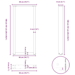 Nogi do stolika kawowego 2 szt. naturalna stal 50x(100-101) cm