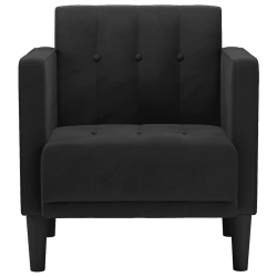 Sofa Fotel z Podłokietnikami Czarny 53 cm Aksamit