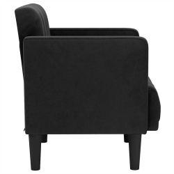 Sofa Fotel z Podłokietnikami Czarny 53 cm Aksamit