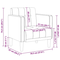 Sofa Fotel z Podłokietnikami Czarny 53 cm Aksamit