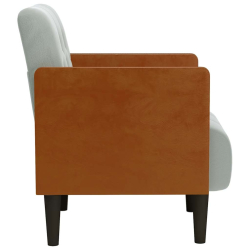 Sofa Fotel z Podłokietnikami Jasnoszary 55 cm Aksamit