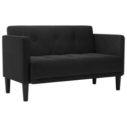 Sofa dwuosobowa Czarna 111 cm Aksamit