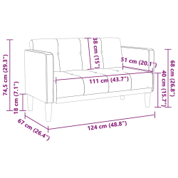 Sofa dwuosobowa Czarna 111 cm Aksamit