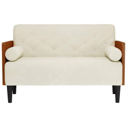 Sofa dwuosobowa z poduszkami w kolorze kremowym 110 cm