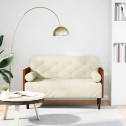 Sofa dwuosobowa z poduszkami w kolorze kremowym 110 cm