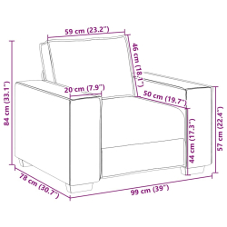 Sofa Fotel Czarny 59 cm Aksamit