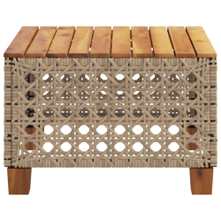 Stolik ogrodowy, beż, 55x55x36 cm, rattan PE i drewno akacjowe