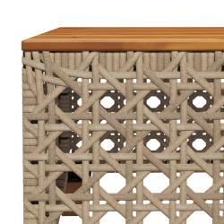 Stolik ogrodowy, beż, 55x55x36 cm, rattan PE i drewno akacjowe