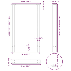 Nogi do stolika kawowego, czarne, 2 szt., 60x(100-101) cm, stal