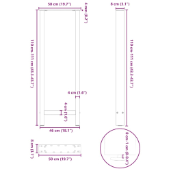 Nogi do stolika kawowego, czarne, 2 szt., 50x(110-111) cm, stal
