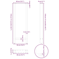 Nogi do stolika kawowego, antracyt, 2 szt., 40x(110-111) cm