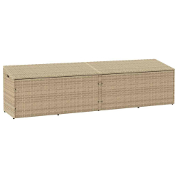 Skrzynia ogrodowa beżowa 220x50x58 cm polirattan