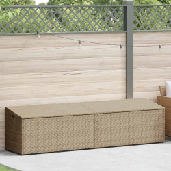 Skrzynia ogrodowa beżowa 220x50x58 cm polirattan