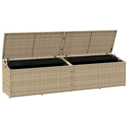 Skrzynia ogrodowa beżowa 220x50x58 cm polirattan