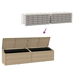 Skrzynia ogrodowa beżowa 220x50x58 cm polirattan
