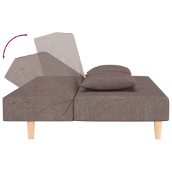 2-osobowa kanapa, 2 poduszki, kolor taupe, tapicerowana tkaniną