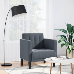 Sofa Fotel z Podłokietnikami Ciemnoszary 53 cm Aksamit