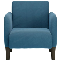 Sofa Fotel z Podłokietnikami Niebieski 54 cm Aksamit