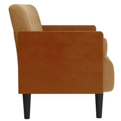 Sofa dwuosobowa z poduszkami wałkowymi Brązowa 110 cm Aksamit