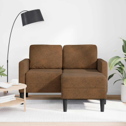 Sofa 2-osobowa z szezlongiem w kształcie litery L Brązowa