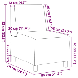 Sofa Fotel Ciemnoszary 55 cm Aksamit