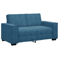 Sofa 2-osobowa, niebieski, 120 cm, tapicerowana aksamitem