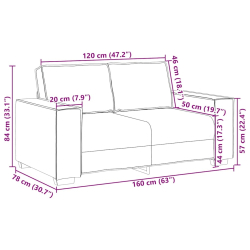 Sofa 2-osobowa, niebieski, 120 cm, tapicerowana aksamitem