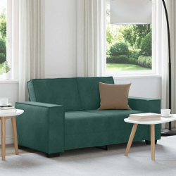 Sofa 2-osobowa, ciemnozielona, 120 cm, tapicerowana aksamitem