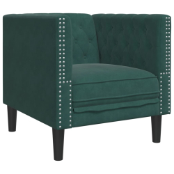Fotel Chesterfield, ciemnozielony, tapicerowany aksamitem