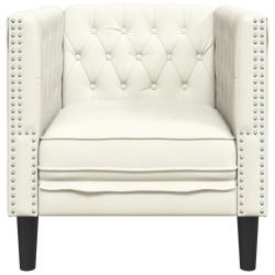 Fotel Chesterfield, kremowy, tapicerowany aksamitem