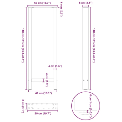 Nogi do stolika kawowego, antracyt, 2 szt., 50x(110-111) cm