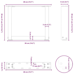Nogi do stolika kawowego, 2 szt., antracyt, 40x(30-31) cm, stal