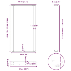 Nogi do stolika kawowego 2 szt. naturalna stal 60x(100-111) cm