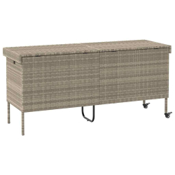 Skrzynia ogrodowa z kółkami, szara, 160x55x75 cm, polirattan