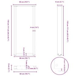 Nogi do stolika kawowego 2 szt. naturalna stal 50x(100-111) cm