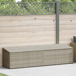 Skrzynia ogrodowa jasnoszara 220x50x58 cm polirattan