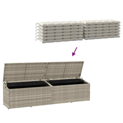 Skrzynia ogrodowa jasnoszara 220x50x58 cm polirattan