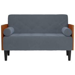 Sofa dwuosobowa z poduszkami wałkowymi Ciemnoszara 110 cm