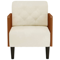 Sofa Fotel z Podłokietnikami Kremowy 55 cm Aksamit