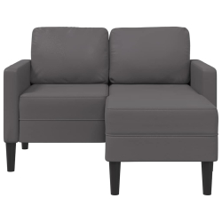 Sofa 2-osobowa z szezlongiem w kształcie litery L Szara 125 cm