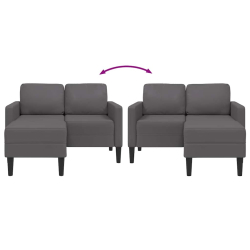 Sofa 2-osobowa z szezlongiem w kształcie litery L Szara 125 cm