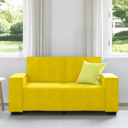 Sofa 2-osobowa, żółta, 120 cm, tapicerowana aksamitem
