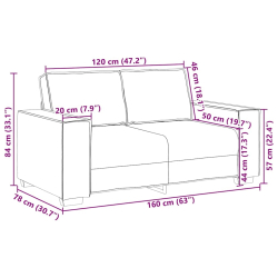 Sofa 2-osobowa, żółta, 120 cm, tapicerowana aksamitem