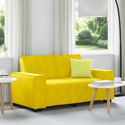 Sofa 2-osobowa, żółta, 120 cm, tapicerowana aksamitem
