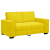 Sofa 2-osobowa, żółta, 120 cm, tapicerowana aksamitem