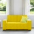Sofa 2-osobowa, żółta, 120 cm, tapicerowana aksamitem