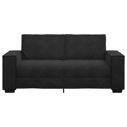 Sofa 2-osobowa, czarna, 140 cm, tapicerowana aksamitem