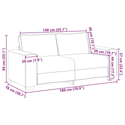 Sofa 2-osobowa, czarna, 140 cm, tapicerowana aksamitem