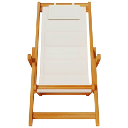 Składany fotel plażowy z podłokietnikami, akacjowe i tekstylne
